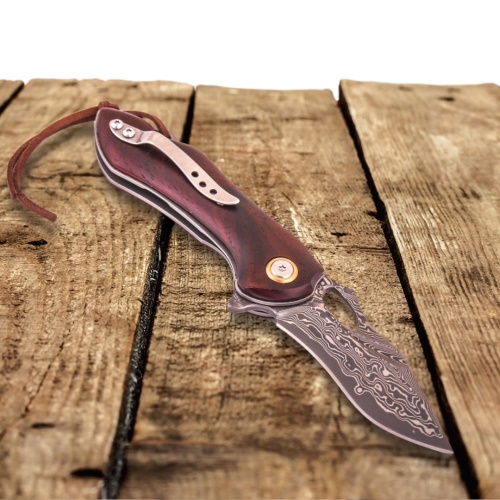 KnifeBoss malý damaškový zavírací nůž EDC Rosewood VG-10