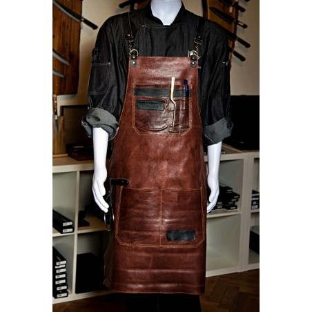 DELLINGER kožená zástěra Soft Leather BBQ - Brown Vintage Look