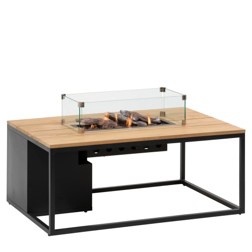 Stůl s plynovým ohništěm COSI Cosiloft 120 černý rám / deska teak