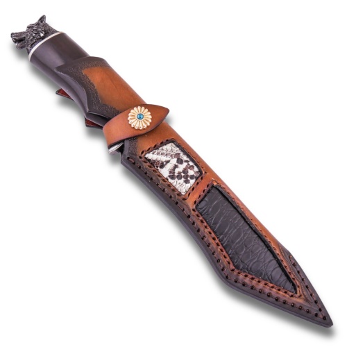 KnifeBoss lovecký damaškový nůž Wolf Ebony VG-10