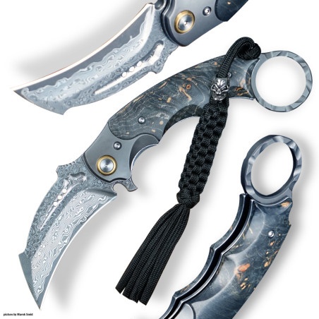 DELLINGER nůž karambit zavírací Tueur VG-10 Damascus Maple
