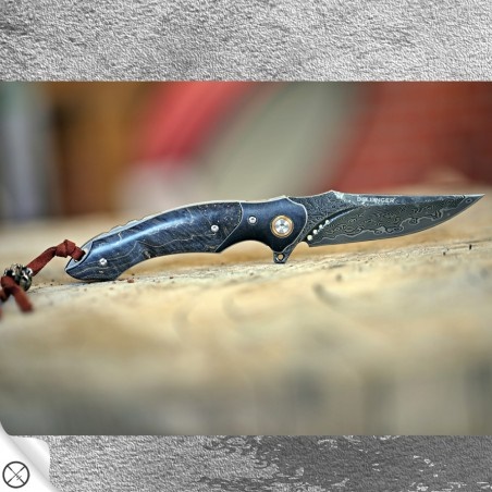 DELLINGER Paiku Black Coating VG-10 Damascus nůž zavírací  