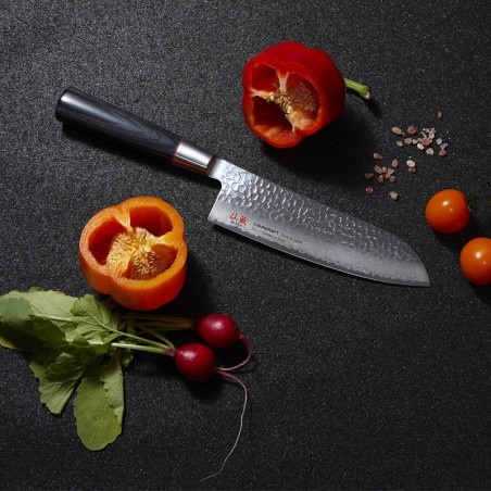 SUNCRAFT Senzo Classic Damascus nůž Santoku (167mm) 