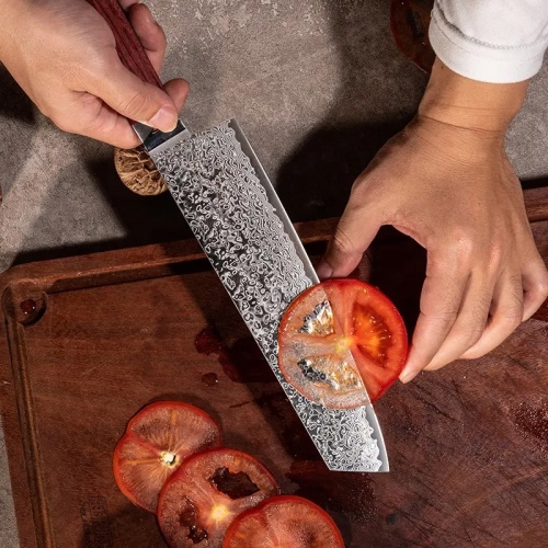 FUJUNI kuchářský damaškový nůž Gyuto 8" (205 mm) Rosewood VG-10