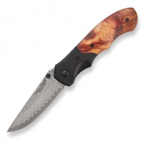 DELLINGER Hunter Poplar Burl limited lovecký zavírací damaškový nůž 