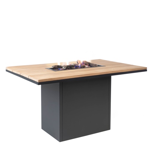 Vysoký stůl s plynovým ohništěm COSI Cosiloft 120 černý rám / deska teak