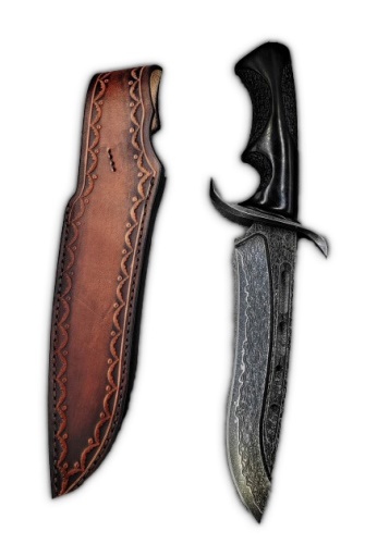 KnifeBoss lovecký damaškový nůž Black Panther Ebony VG-10