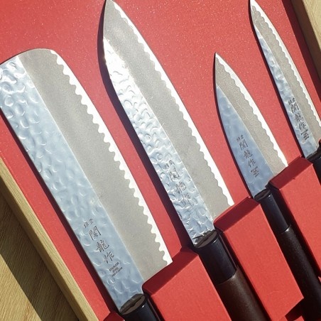 SEKIRYU Japan sada nožů II Tsuchime - box 4 ks, hnědá rukojeť