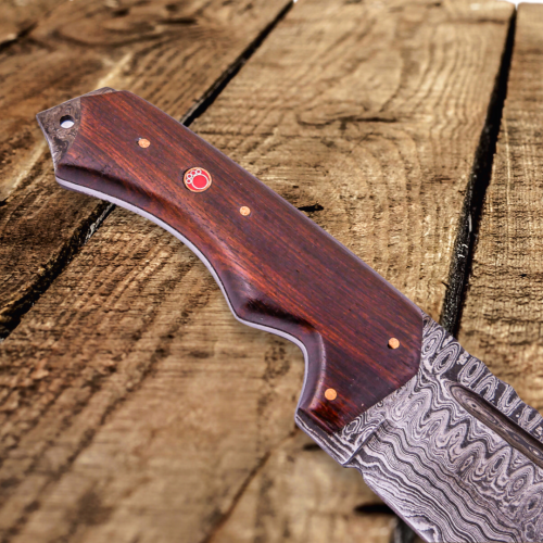 KnifeBoss mačeta z damaškové oceli Night Hunter RoseWood
