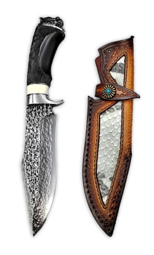 KnifeBoss lovecký damaškový nůž Tiger Ebony VG-10