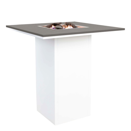 Barový stůl s plynovým ohništěm COSI Cosiloft bílý rám / šedá deska
