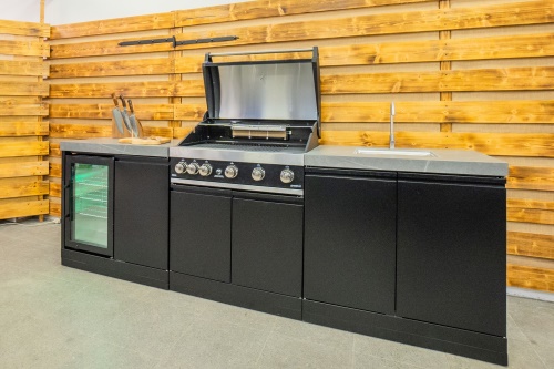 Venkovní kuchyně GrandHall s grilem Maxim G5 a s dřezem a vinotékou, 262cm