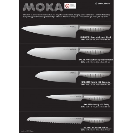 SUNCRAFT nůž na chléb a pečivo (Bread) 200mm MOKA, japonský kuchyňský nůž
