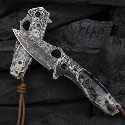 KnifeBoss damaškový zavírací nůž Viper Bone VG-10