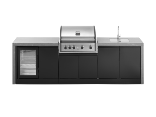 Venkovní kuchyně GrandHall WF serie s grilem Pro Elite G4 s dřezem a vinotékou, 274cm