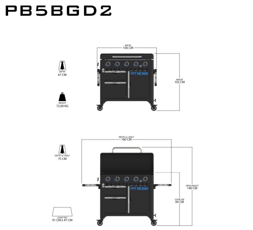 Plynový gril PIT BOSS Ultimate Griddle Plancha 5B /PB5BGD2