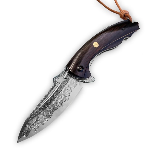 KnifeBoss damaškový zavírací nůž Outdoor Ebony VG-10