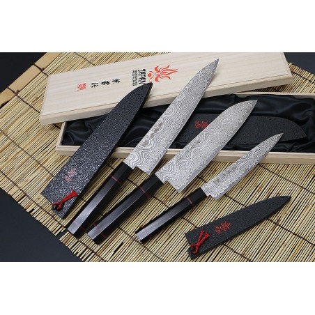 KANETSUNE nůž Santoku 180 mm Damascus "Namishibuki" series