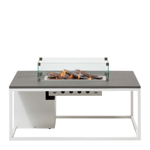 Stůl s plynovým ohništěm COSI Cosiloft 120 bílý rám / šedá deska