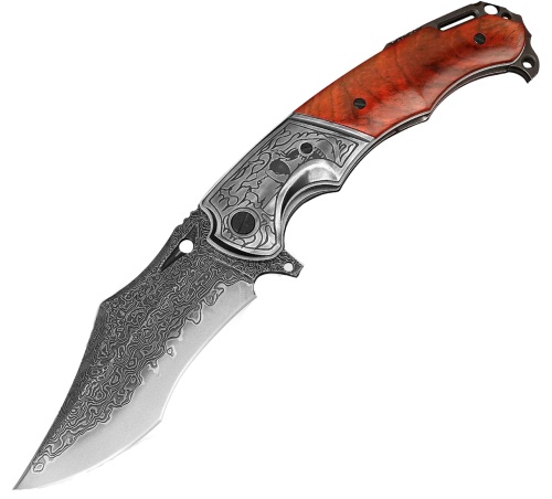 KnifeBoss damaškový zavírací nůž Skull VG-10