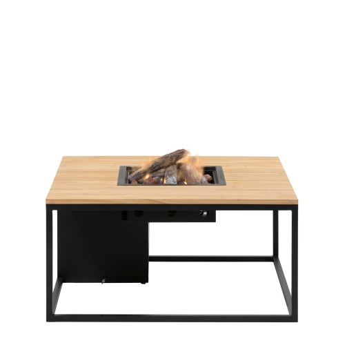 Stůl s plynovým ohništěm COSI Cosiloft 100 černý rám / deska teak