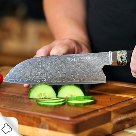 DELLINGER Manmosu - Professional Damascus nůž šéfkuchaře Santoku 180mm