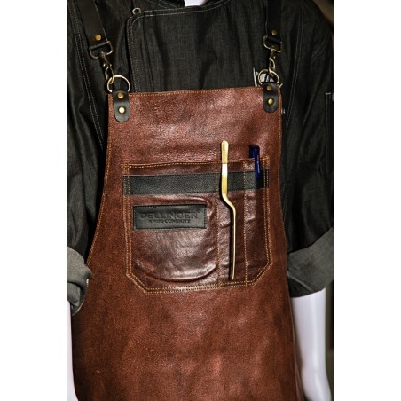 DELLINGER kožená zástěra Soft Leather BBQ - Brown Vintage Look