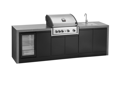 Venkovní kuchyně GrandHall WF serie s grilem Pro Elite G4 s dřezem a vinotékou, 274cm