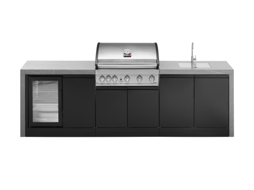 Venkovní kuchyně GrandHall WF serie s grilem Elite G4 a s dřezem a vinotékou, 274cm