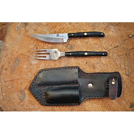 DELLINGER nůž+vidlička v pouzdru RETTER BBQ Damascus