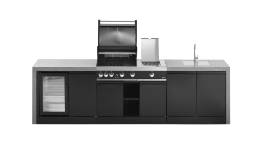 Venkovní kuchyně GrandHall WF serie s grilem Premium G3 Plus a s dřezem a vinotékou, 299cm